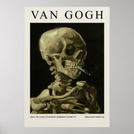 Schedel van een skelet met brandende sigarettenblo poster