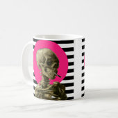 Schedel van een Skelet met Burning Cigarette Colla Koffiemok (Voorkant links)