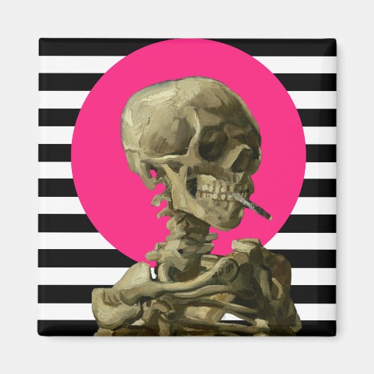 Schedel van een Skelet met Burning Cigarette Colla Magneet (Voorkant)