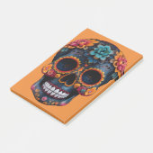 Schedel van Halloween in oranje Post-it® Notes (Schuin)