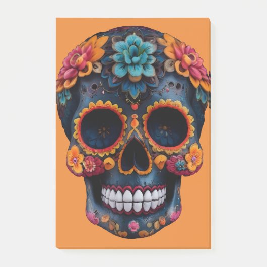 Schedel van Halloween in oranje Post-it® Notes (Voorkant)