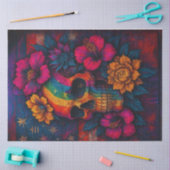 Schedel van kleuren en bloemen Decoupage Papier –  (Craft)
