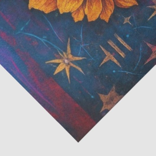 Schedel van kleuren en bloemen Decoupage Papier –  (Detail)