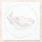 schedel van Koe Illustratie Glazen Onderzetter (Achterkant)