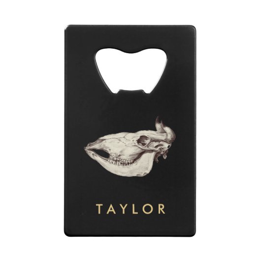  schedel van Koe Illustratie Naam Creditkaart Flessenopener (Voorkant)