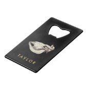  schedel van Koe Illustratie Naam Creditkaart Flessenopener (Voorkant Gekanteld)