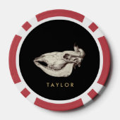  schedel van Koe Illustratie Naam Poker Chips (Achterkant)
