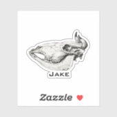  schedel van Koe Illustratie Naam Sticker (Vel)