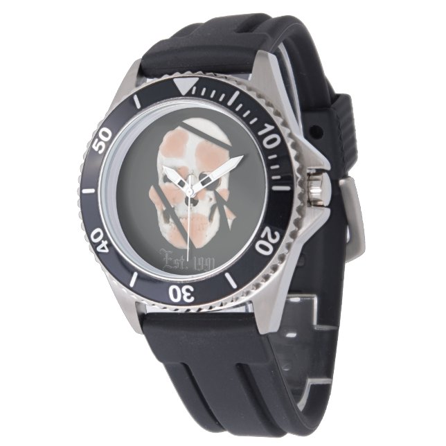 Schedel van Mikitiez roze graffiti trots  Horloge (Gekanteld)