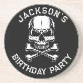 Schedel van piratenschip zwart zandsteen onderzetter