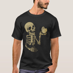 Schedel van Skelet Hand die Rode Hart Liefde Vasth T-shirt