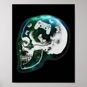 Schedel van spelcontroller voor gamers, mannen, jo poster