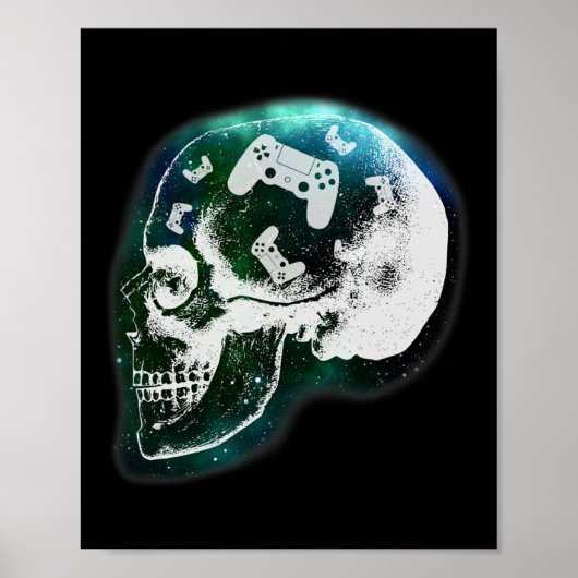Schedel van spelcontroller voor gamers, mannen, jo poster (Voorkant)