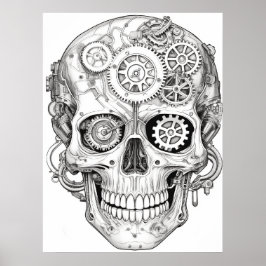 Schedel van suiker Afbeeldingen Zwart + Wit op een Poster
