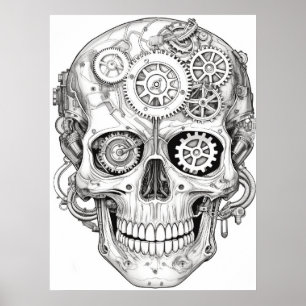 Schedel van suiker Afbeeldingen Zwart + Wit op een Poster