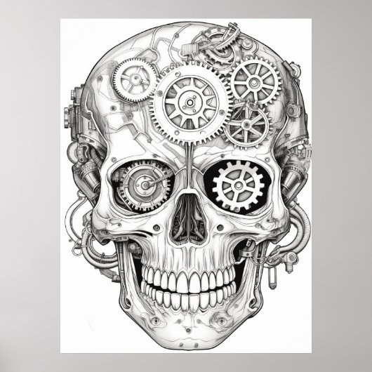 Schedel van suiker Afbeeldingen Zwart + Wit op een Poster (Voorkant)