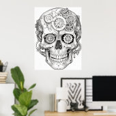 Schedel van suiker Afbeeldingen Zwart + Wit op een Poster (Thuiskantoor)