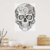 Schedel van suiker Afbeeldingen Zwart + Wit op een Poster (Keuken)