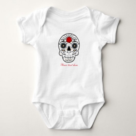 Schedel van suiker baby gepersonaliseerd op maat g romper (Voorkant)