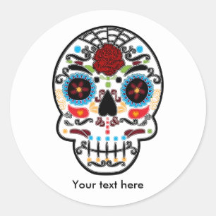 Schedel van Suiker Dag van de Doden Feeststickers Ronde Sticker