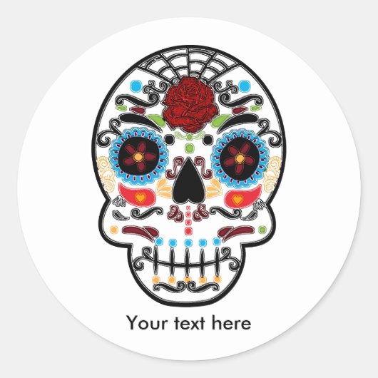 Schedel van Suiker Dag van de Doden Feeststickers Ronde Sticker (Voorkant)
