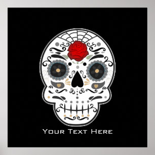 Schedel van suiker Zwart & Wit Mexicaanse Muur Kun Poster