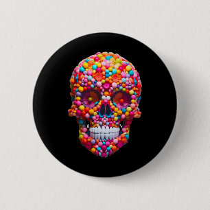 Schedel van suikerspin Skelet Halloween snoepgoed Ronde Button 5,7 Cm