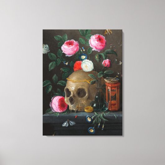 Schedel Vanitas Stilleven Jan van Kessel Canvas Afdruk (Voorkant)