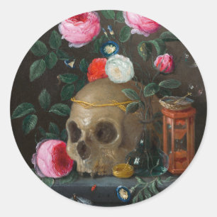 Schedel Vanitas Stilleven Jan van Kessel Ronde Sticker
