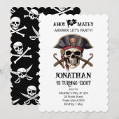 Schedel Verjaardagsfeest Piraat Uitnodiging (Voorkant / Achterkant)
