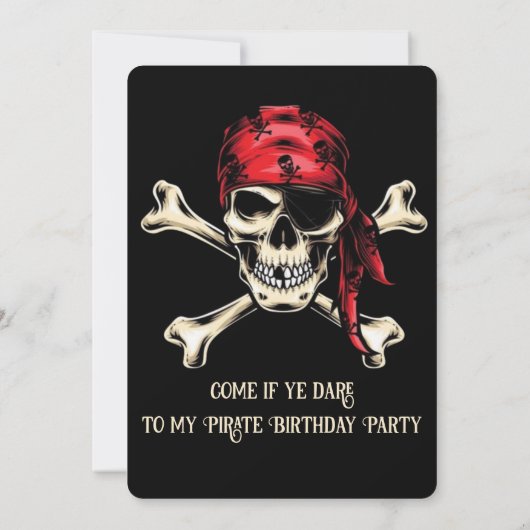 Schedel verjaardagsfeestje kaart (Achterkant)