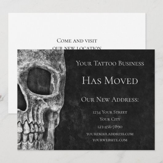 Schedel Verplaatsende Koele Gotische Zwarte Witte  Aankondiging (Voorkant / Achterkant)
