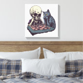 Schedel versus Kat � Grappige Schaakpartij Canvas Afdruk (Insitu (Slaapkamer))