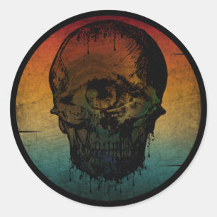 SCHEDEL VINTAGE HALLOWEEN HORROR CADEAU RONDE STICKER