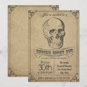 Schedel Vintage Halloween Uitnodiging (Voorkant / Achterkant)