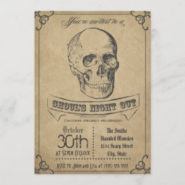Schedel Vintage Halloween Uitnodiging