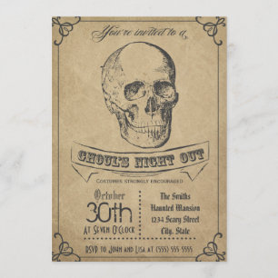 Schedel Vintage Halloween Uitnodiging