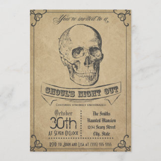 Schedel Vintage Halloween Uitnodiging