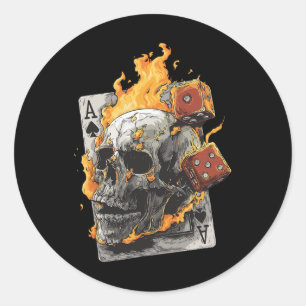 Schedel Vlam Dobbelsteen Speelkaarten Poker Tarot Ronde Sticker