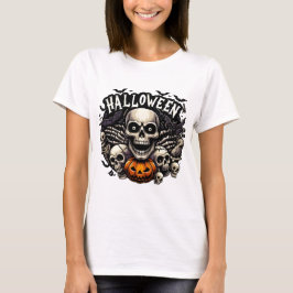 Schedel & Vleermuizen Halloween Frame Pompoen T-shirt