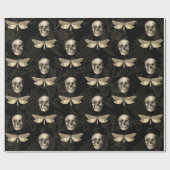 Schedel & vlinder bruin kant inpakpapier (Vlak)