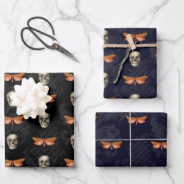 Schedel & Vlinder Kant Halloween Wrapping Papier Inpakpapier Vel