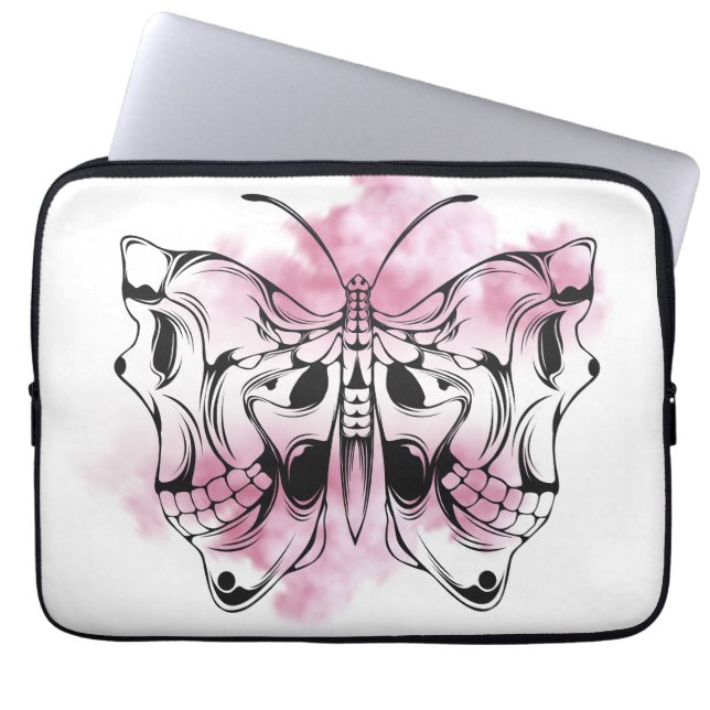 Schedel vlinder laptop sleeve (Voorkant)