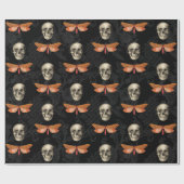 Schedel & vlinder zwart kant inpakpapier (Vlak)