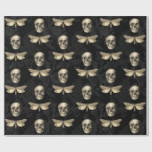 Schedel & vlinder zwart kant inpakpapier (Vlak)