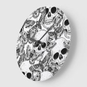 Schedel, vlinders: met de hand getekend  patroon grote klok (Hoek)