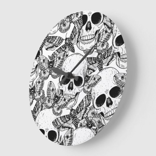 Schedel, vlinders: met de hand getekend  patroon grote klok (Hoek)