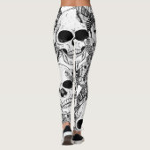 Schedel, vlinders: met de hand getekend  patroon leggings (Achterkant)