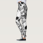 Schedel, vlinders: met de hand getekend  patroon leggings (Links)