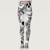 Schedel, vlinders: met de hand getekend  patroon leggings (Voorkant)